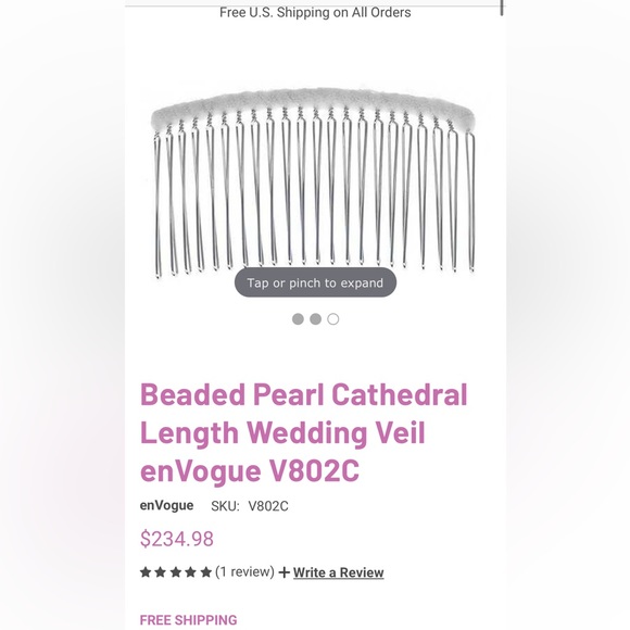 EnVOGUE Beaded Pearl Cathedral Length Wedding Veil - Picture 4 of 11